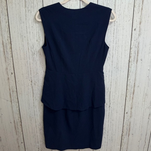BCBGMaxAzria Ellen Navy Sleeveless Zip-Peplum Midi Dress - Picture 7 of 9